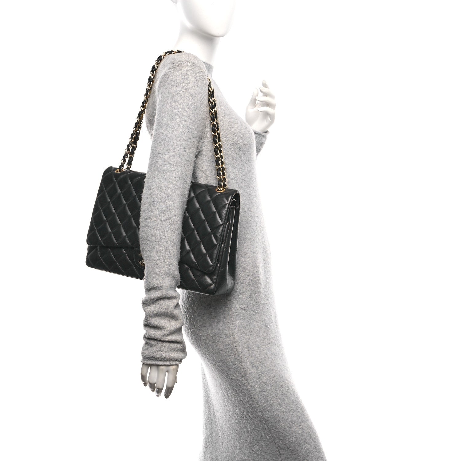 Chanel Lambskin Quilted Maxi Double Flap Black 2 of 10