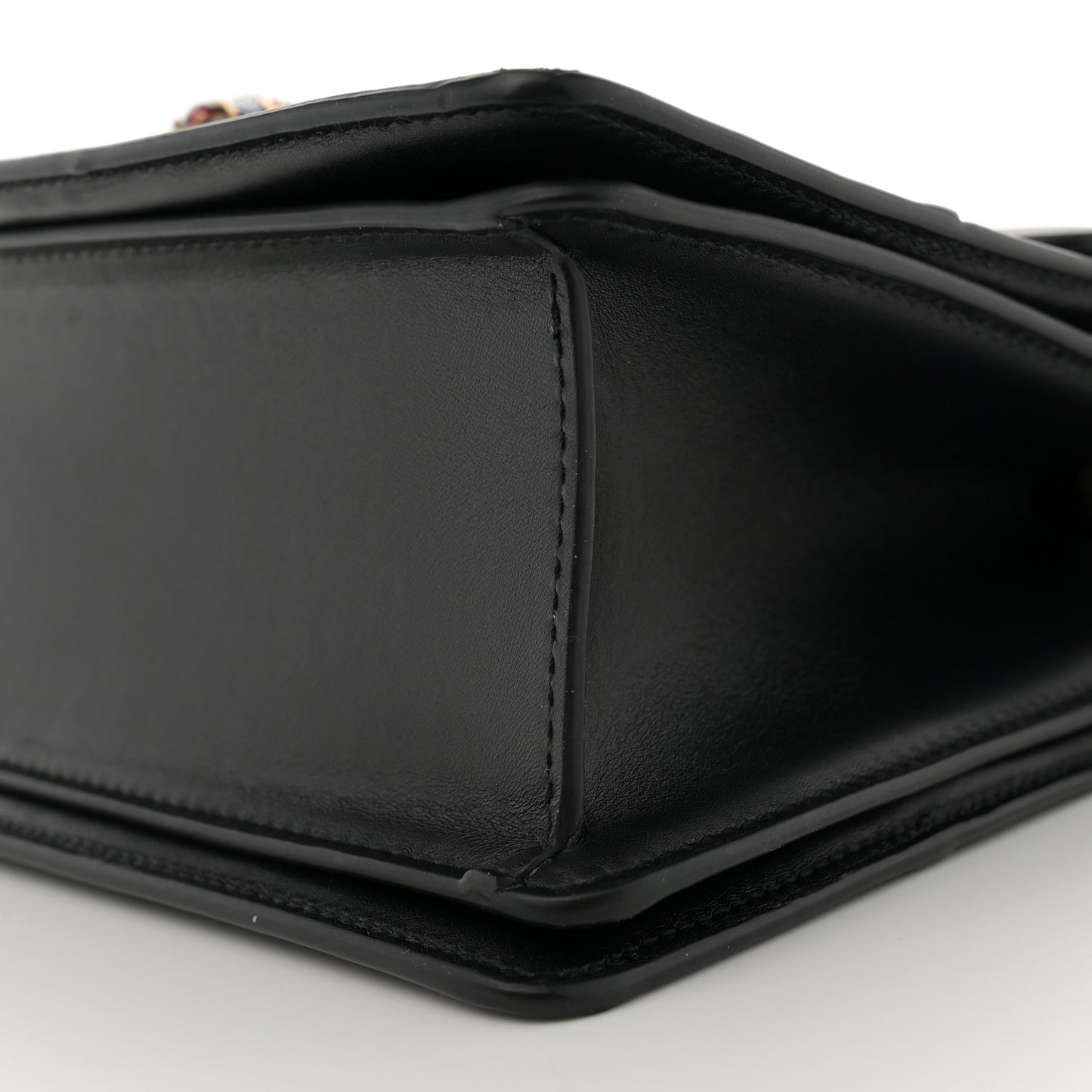 Calfskin Sylvie Web Small Queen Margaret Top Handle Bag Black