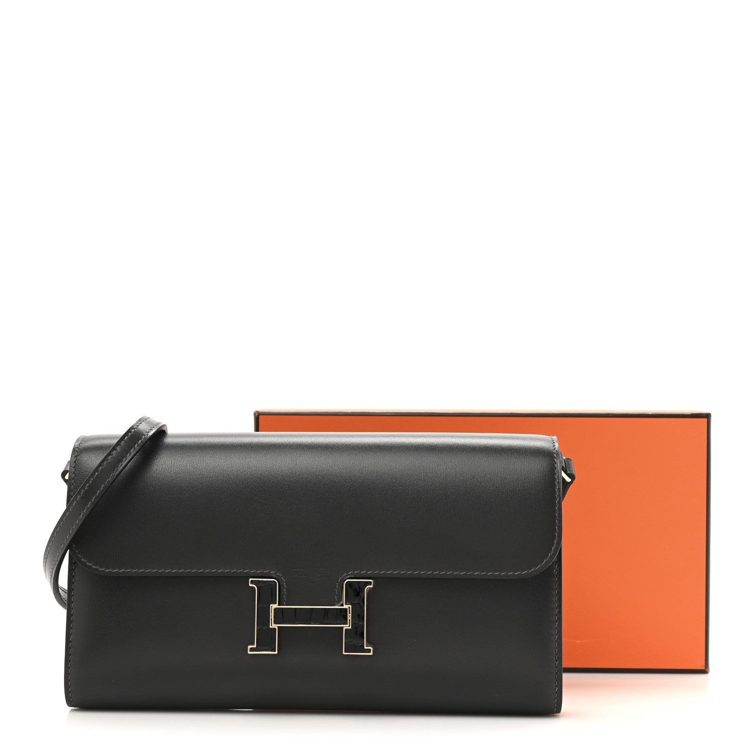 Hermes Box Shiny Alligator Constance Wallet To Go Graphite 22 of 23