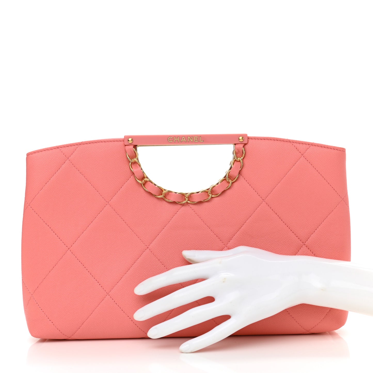 Caviar Quilted A Real Catch Clutch Pink