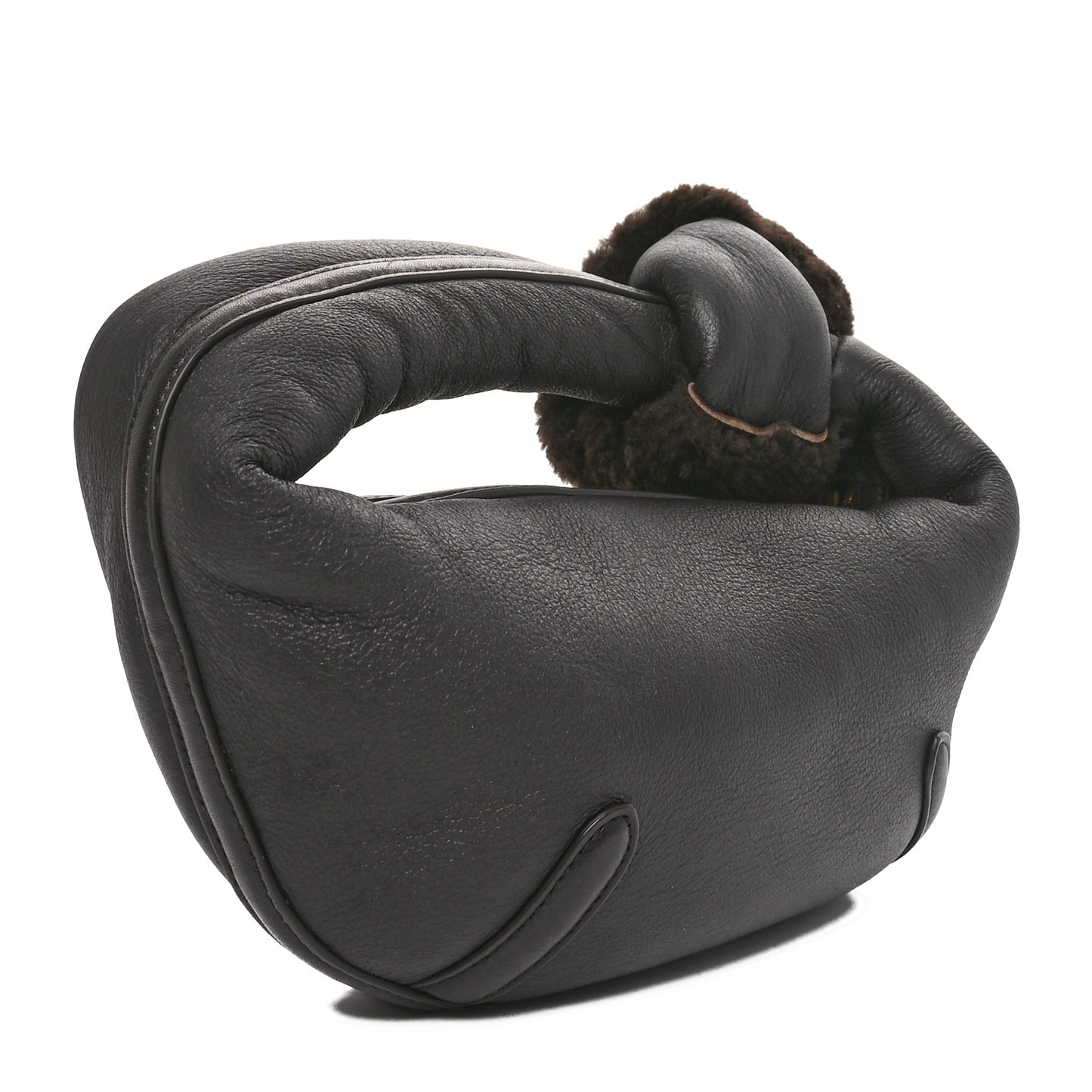 Calfskin Shearling Aviator Mini Jodie Dark Brown Fondant