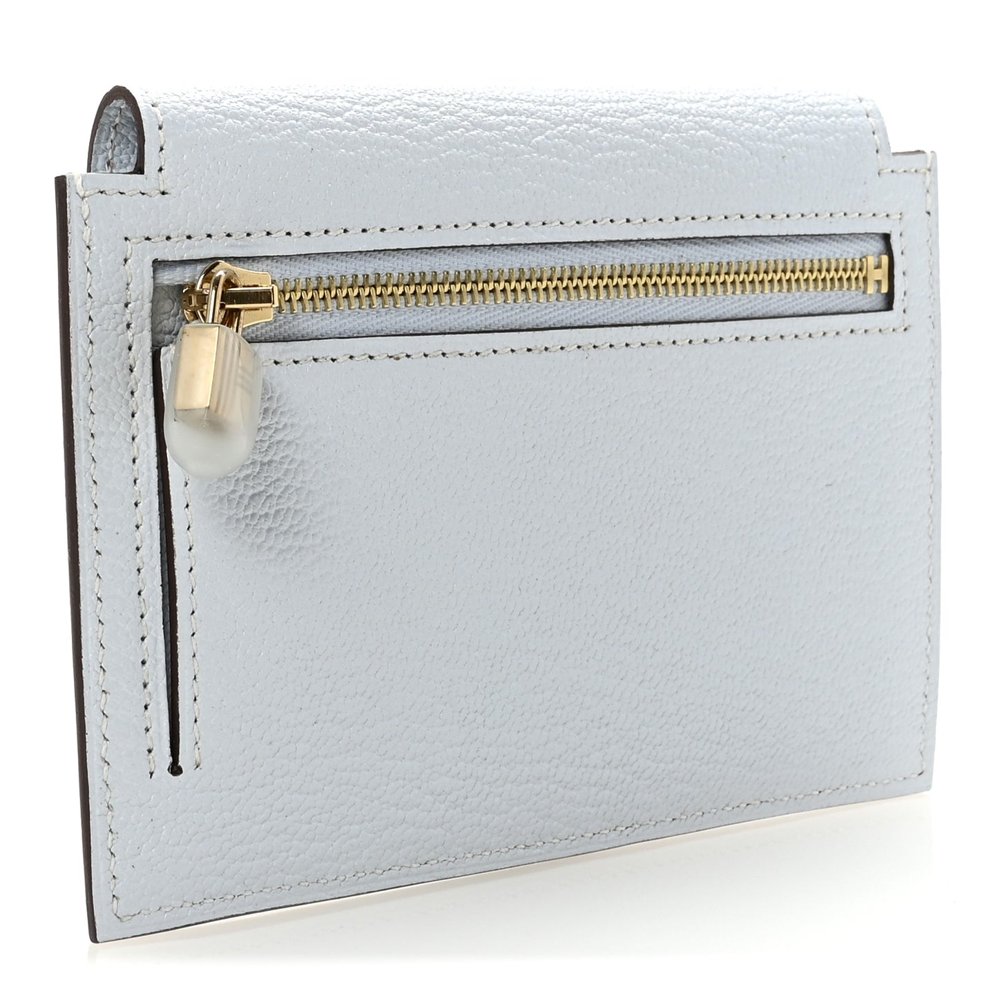 Chevre Mysore Kelly Pocket Compact Wallet Bleu Brume