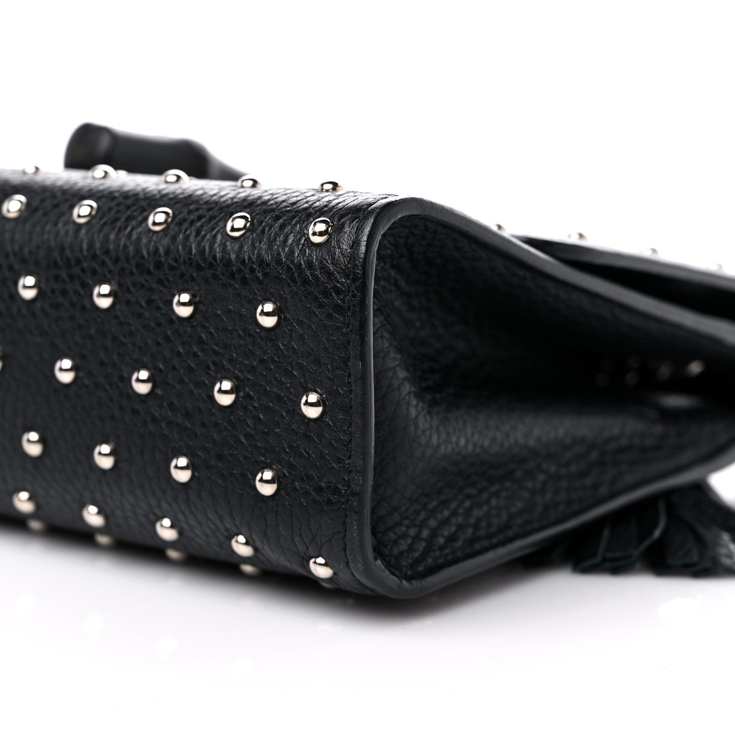 Calfskin Studded Medium Miss Bamboo Shoulder Bag Black