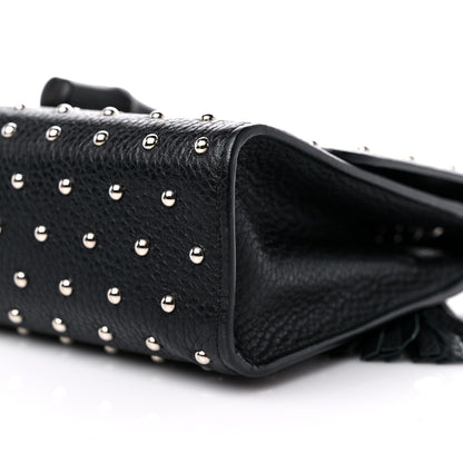 Gucci Calfskin Studded Medium Miss Bamboo Shoulder Bag Black 9 of 12