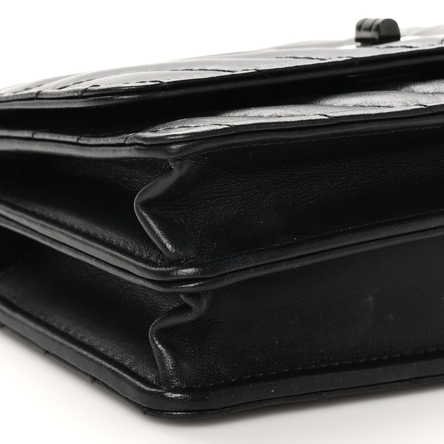 Aged Calfskin Chevron Quilted Reissue 2.55 Square Wallet On Chain WOC So Black