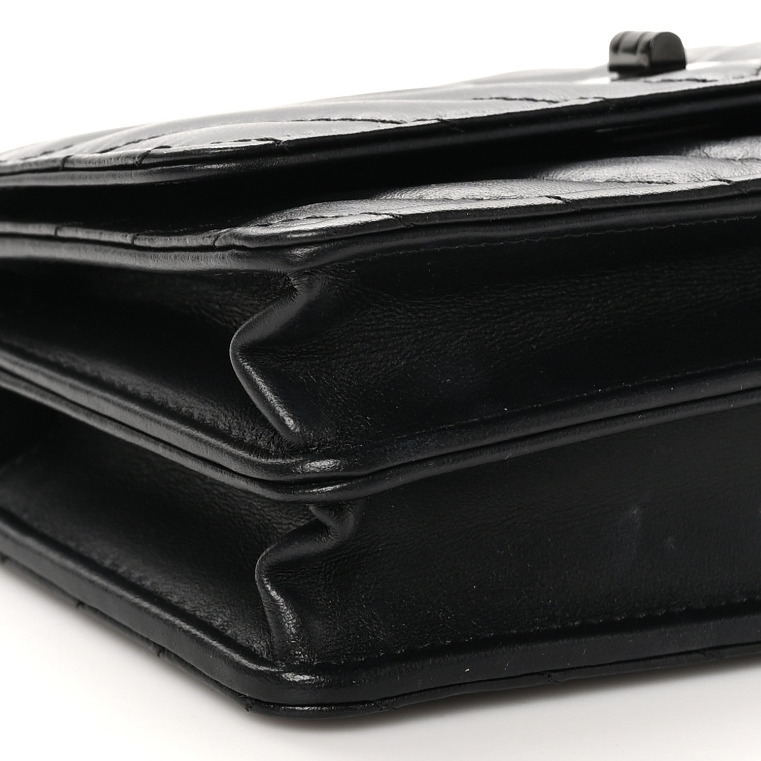 Chanel Aged Calfskin Chevron Quilted Reissue 2.55 Square Wallet On Chain WOC So Black 10 of 10