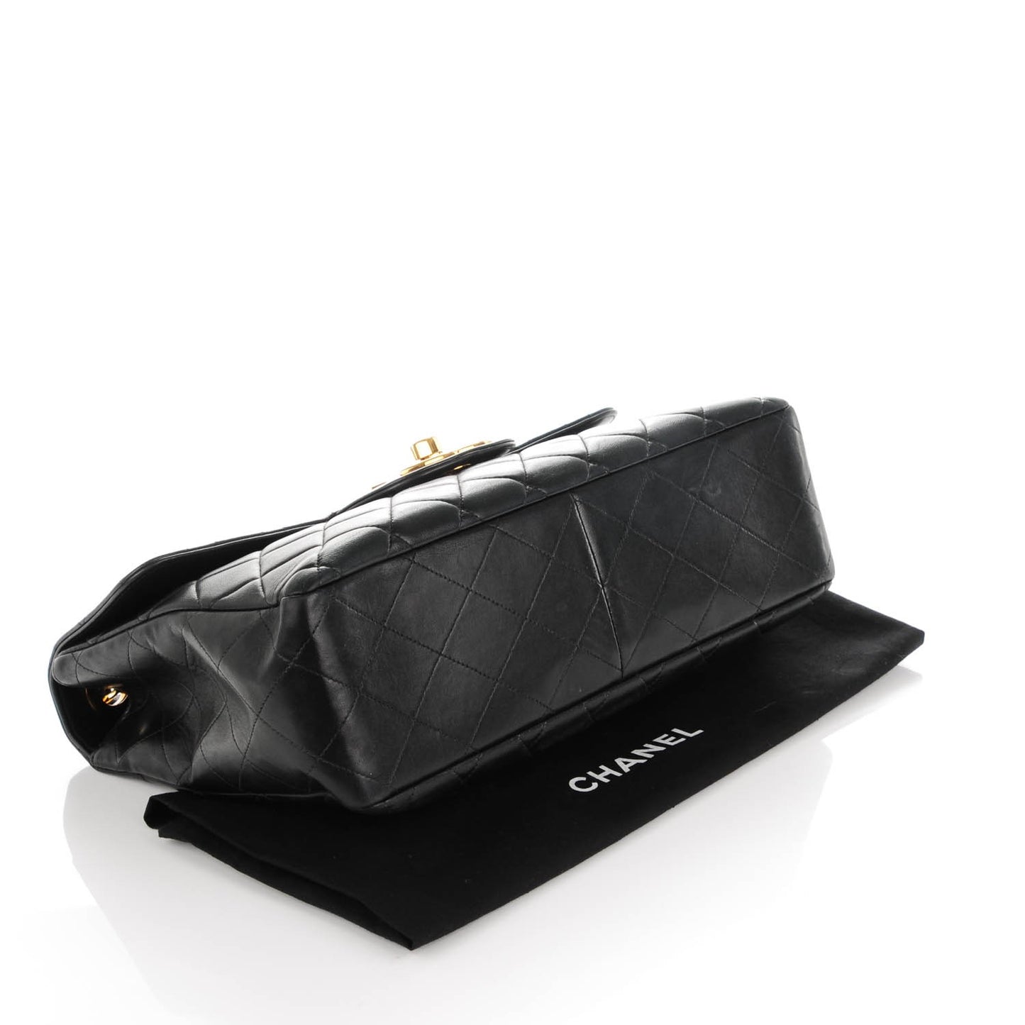 Lambskin Quilted Jumbo Single Flap Black