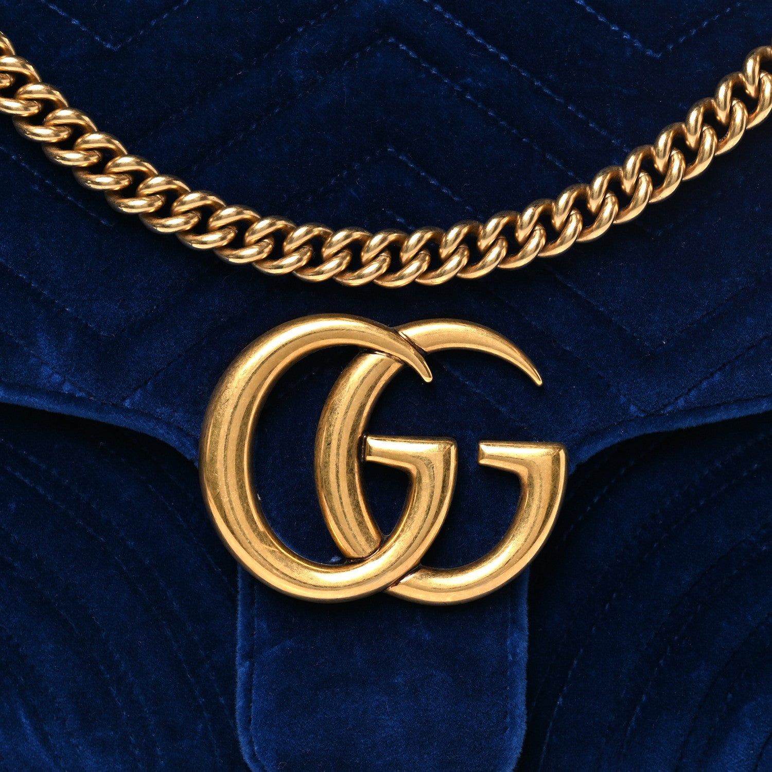 Gucci Velvet Matelasse Small GG Marmont Shoulder Bag Cobalt Blue 8 of 11
