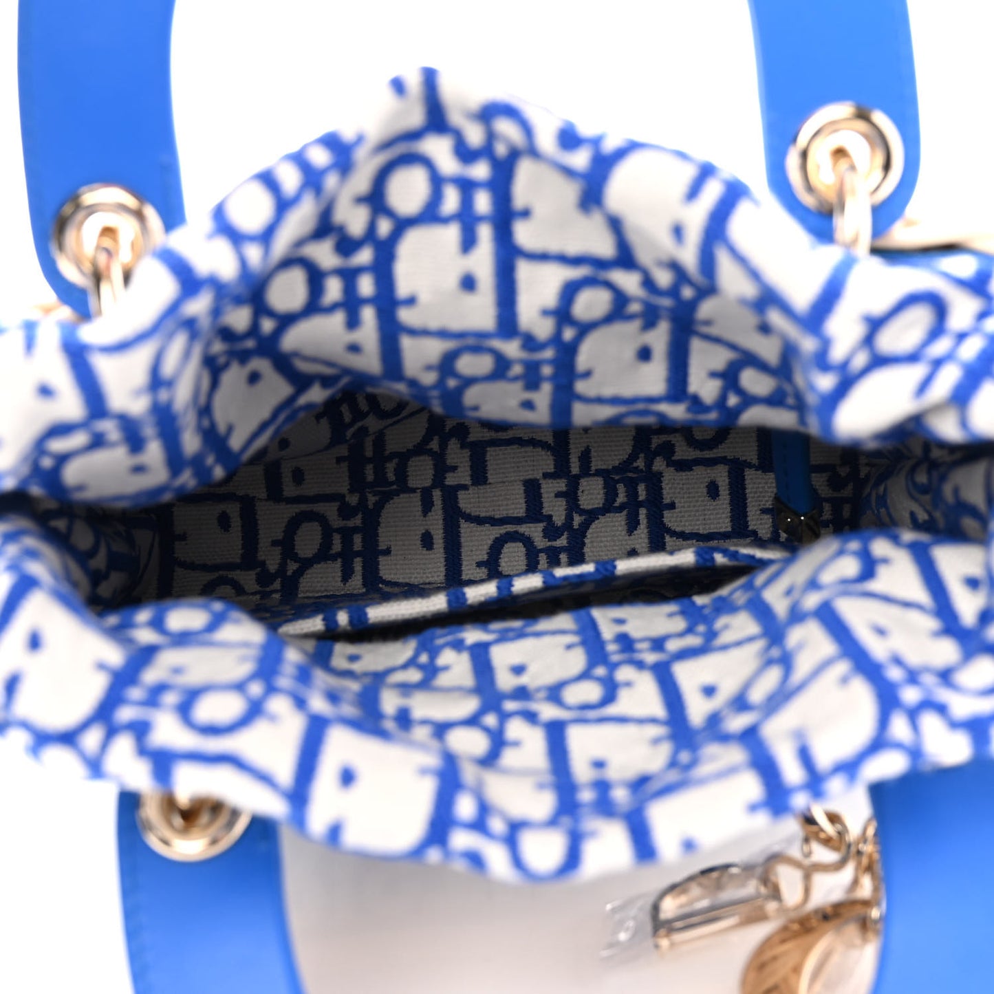 Wicker Oblique Mini Lady Dior Bag Florescent Blue