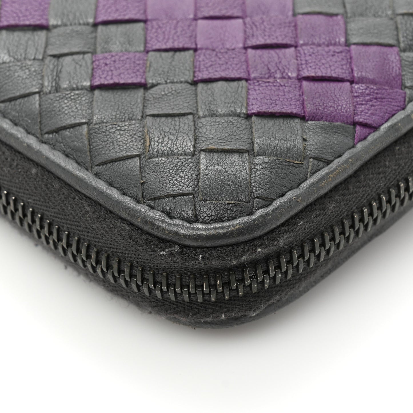 Nappa Intrecciato Zip Around Wallet Grey Multicolor
