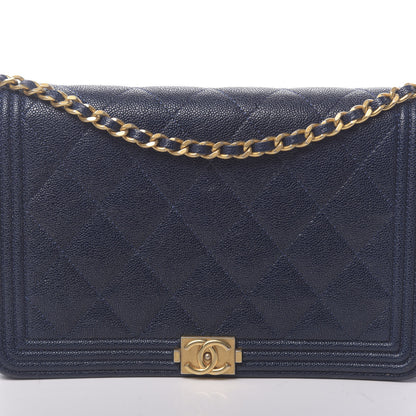 Chanel Caviar Quilted Boy Wallet On Chain WOC Navy 13 of 14