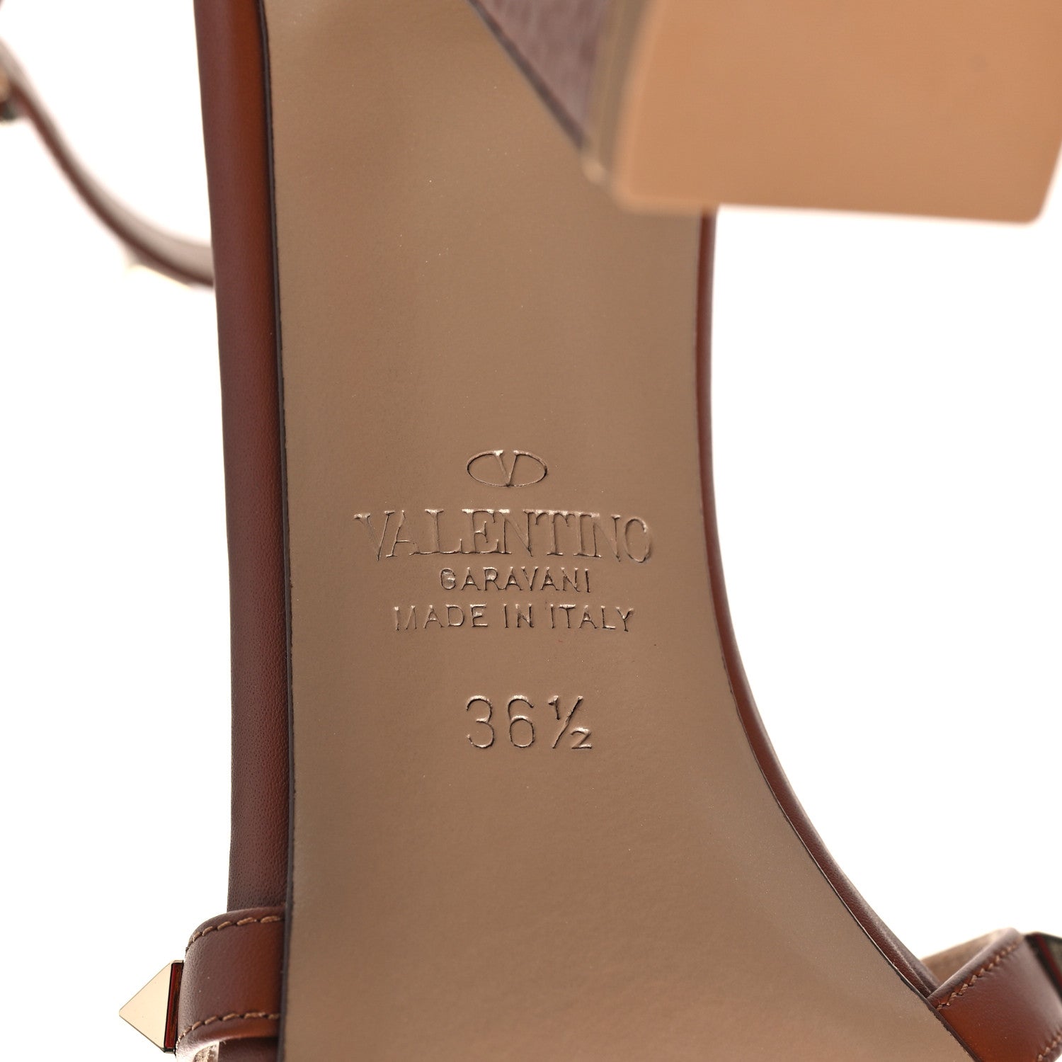 Valentino Garavani Pebbled Calfskin Rockstud Cross Strap 05/105mm Sandals 36.5 Selleria 6 of 8