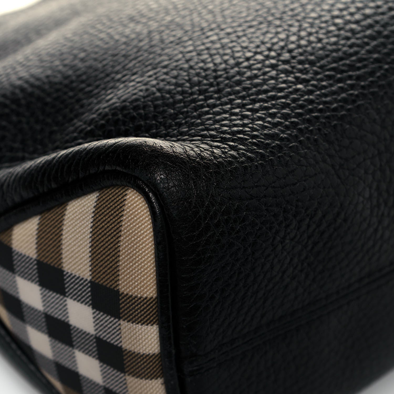 Burberry Grainy Calfskin House Check Horn Toggle Shoulder Bag Black 9 of 10