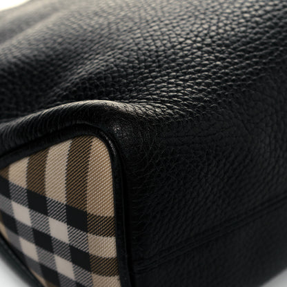 Burberry Grainy Calfskin House Check Horn Toggle Shoulder Bag Black 9 of 10