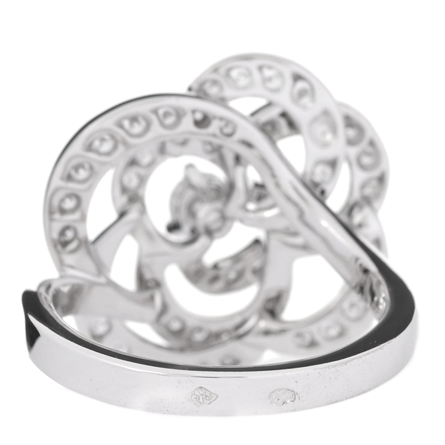 18K White Gold Diamond Fil de Camelia Ring 52 6