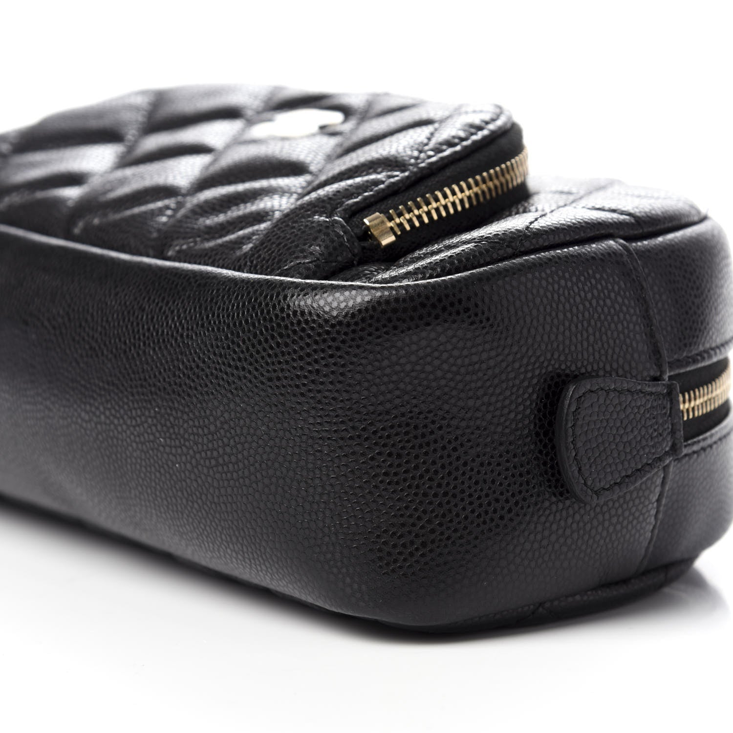 Chanel Caviar Quilted Double Zip Pouch Black 7 of 8