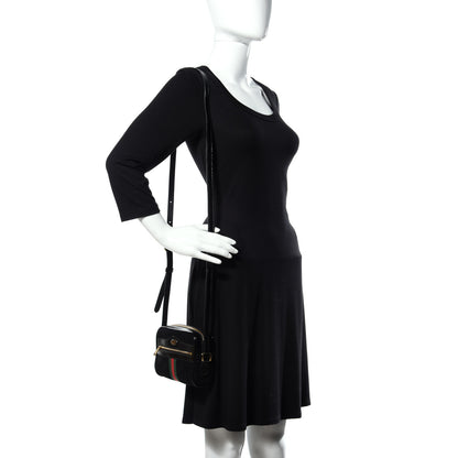 Gucci Suede Patent Web Mini Ophidia Shoulder Bag Black 2 of 12