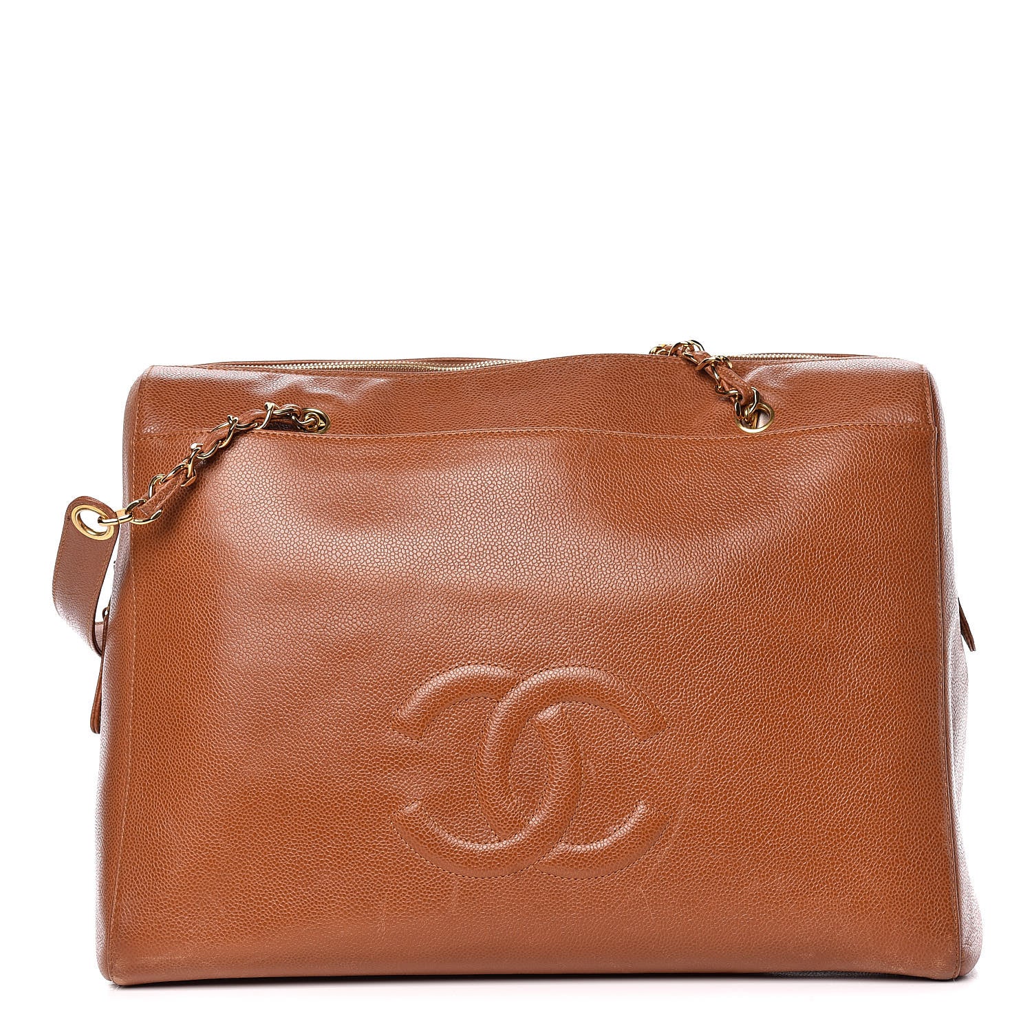 Chanel Caviar Large CC Shoulder Bag Light Brown 3 of 17