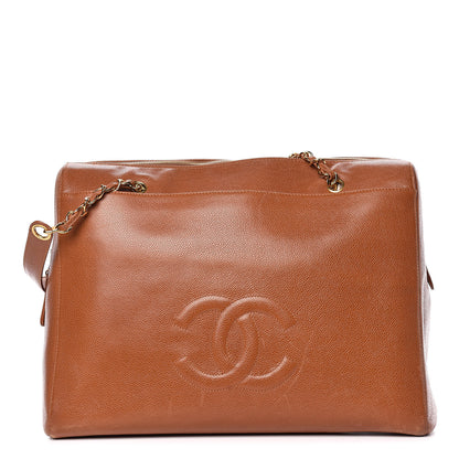 Chanel Caviar Large CC Shoulder Bag Light Brown 3 of 17
