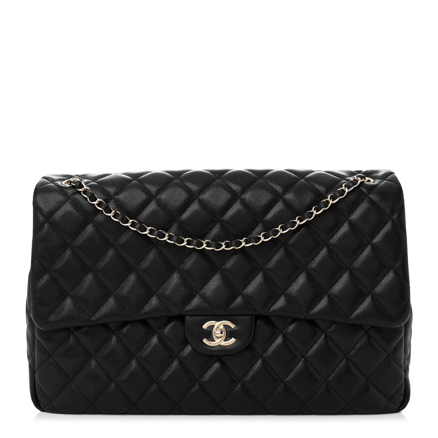 Caviar Quilted XXL Travel Flap Bag Black