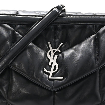 Saint Laurent Lambskin Quilted Medium Loulou Puffer Monogram Chain Satchel Black 8 of 11