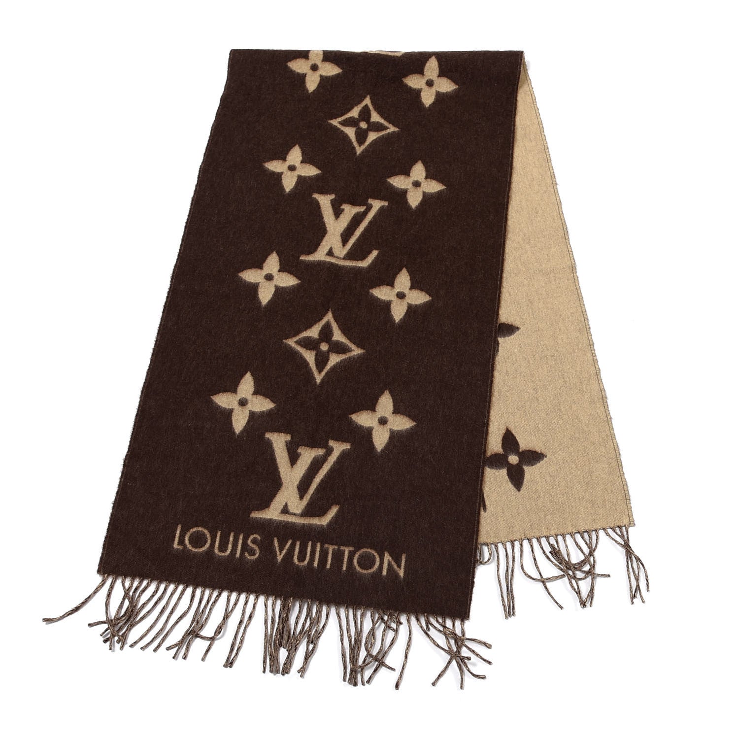 Louis Vuitton Cashmere Monogram Reykjavik Scarf Brown 2 of 3