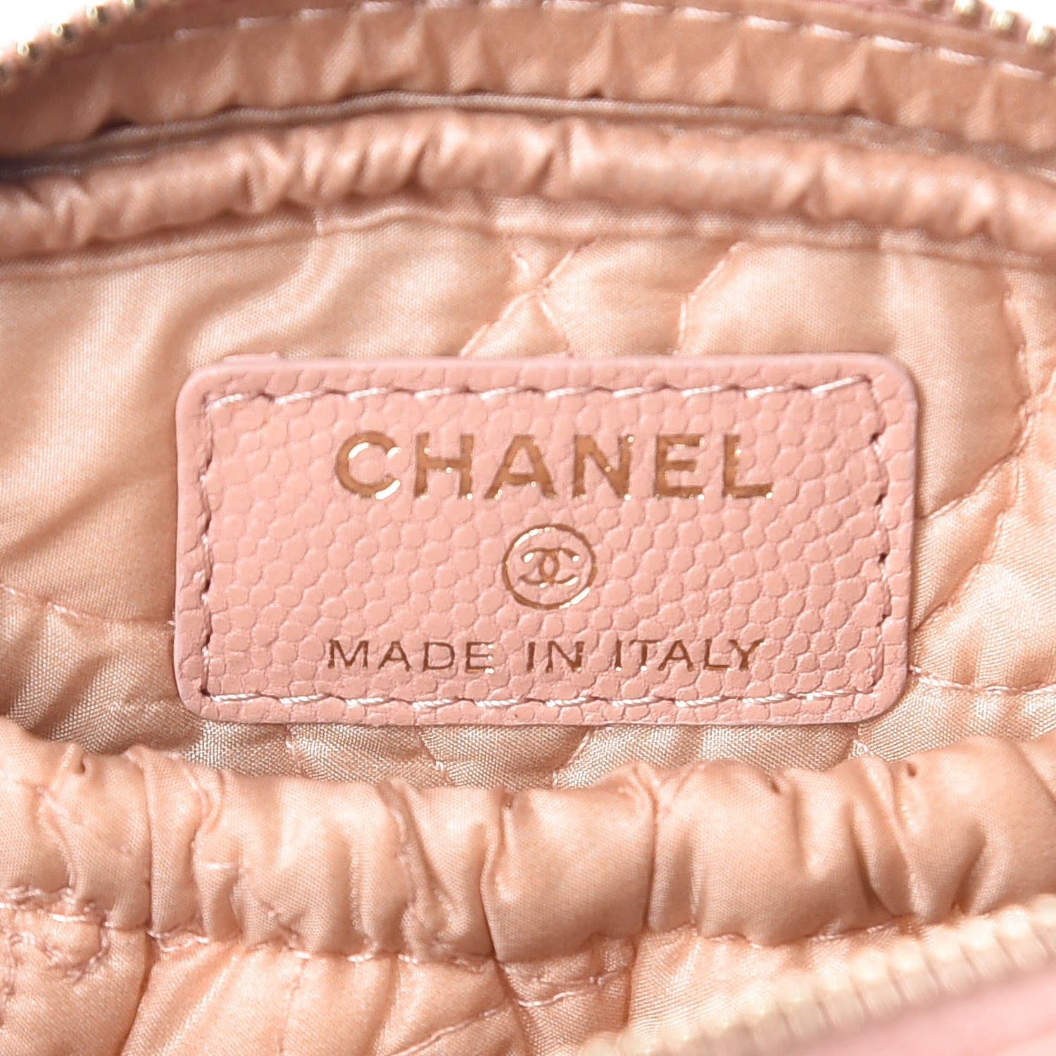 Chanel Caviar Camellia Embossed Small Cosmetic Case Nude 6 of 9