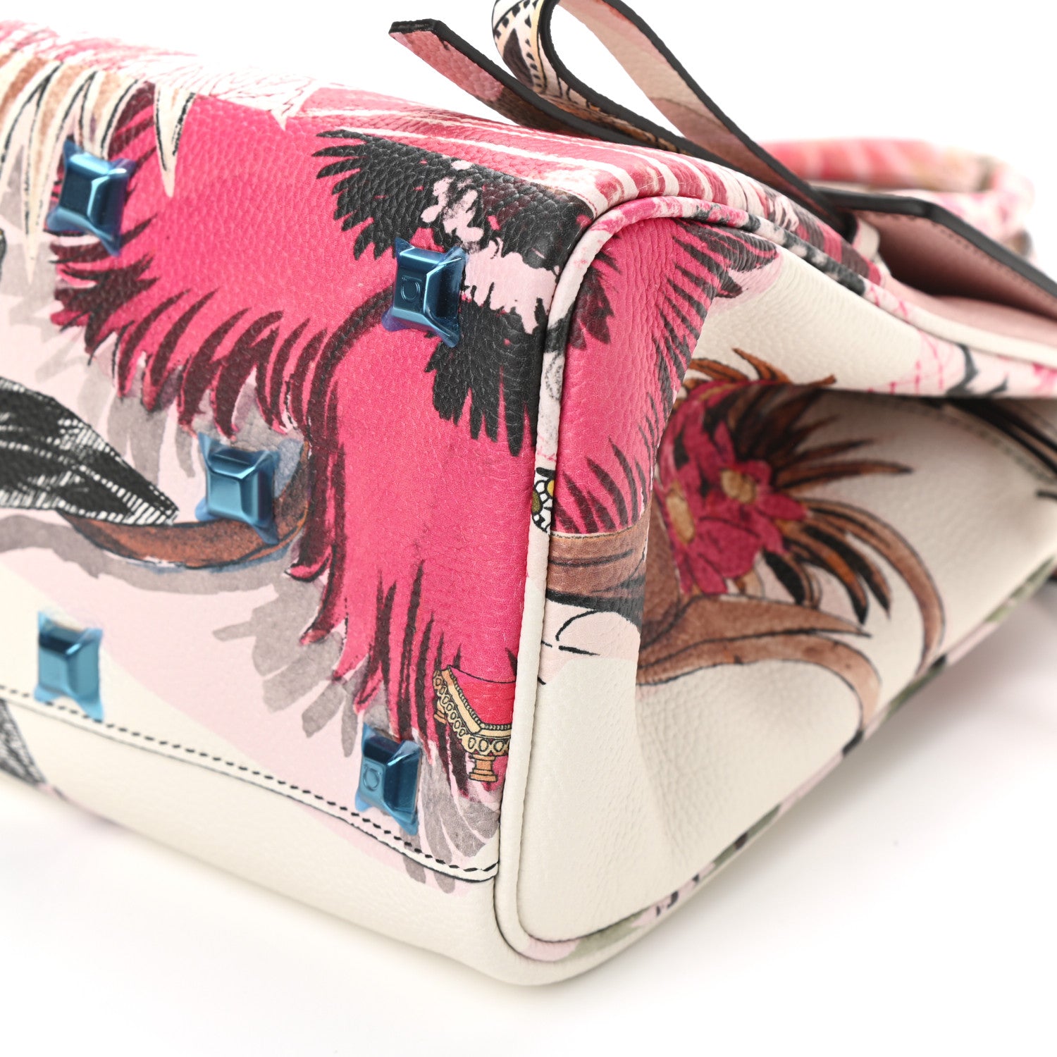 Salvatore Ferragamo Calfskin Floral Print The Studio Bag White Multicolor 9 of 9