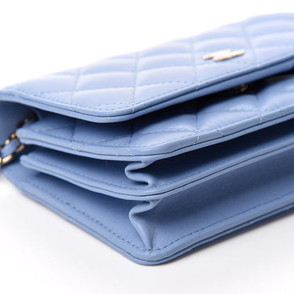 Chanel Lambskin Quilted Mini Wallet On Chain WOC Light Blue 6 of 11