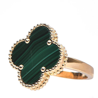 Van Cleef & Arpels 18K Yellow Gold Malachite Magic Alhambra Ring 53 6.25 3 of 9