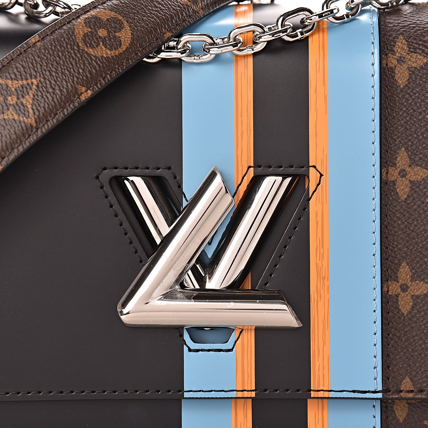 Louis Vuitton Calfskin Monogram Twist Shoulder Bag MM Blue 13 of 13