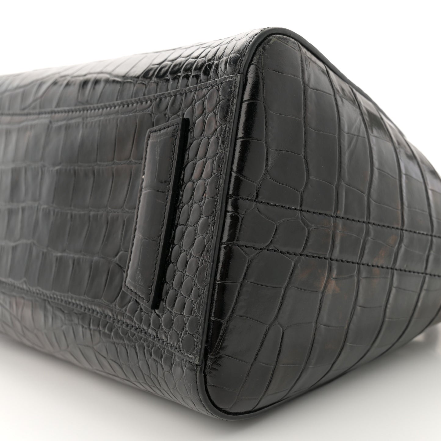 Calfskin Crocodile Embossed Small Antigona Black