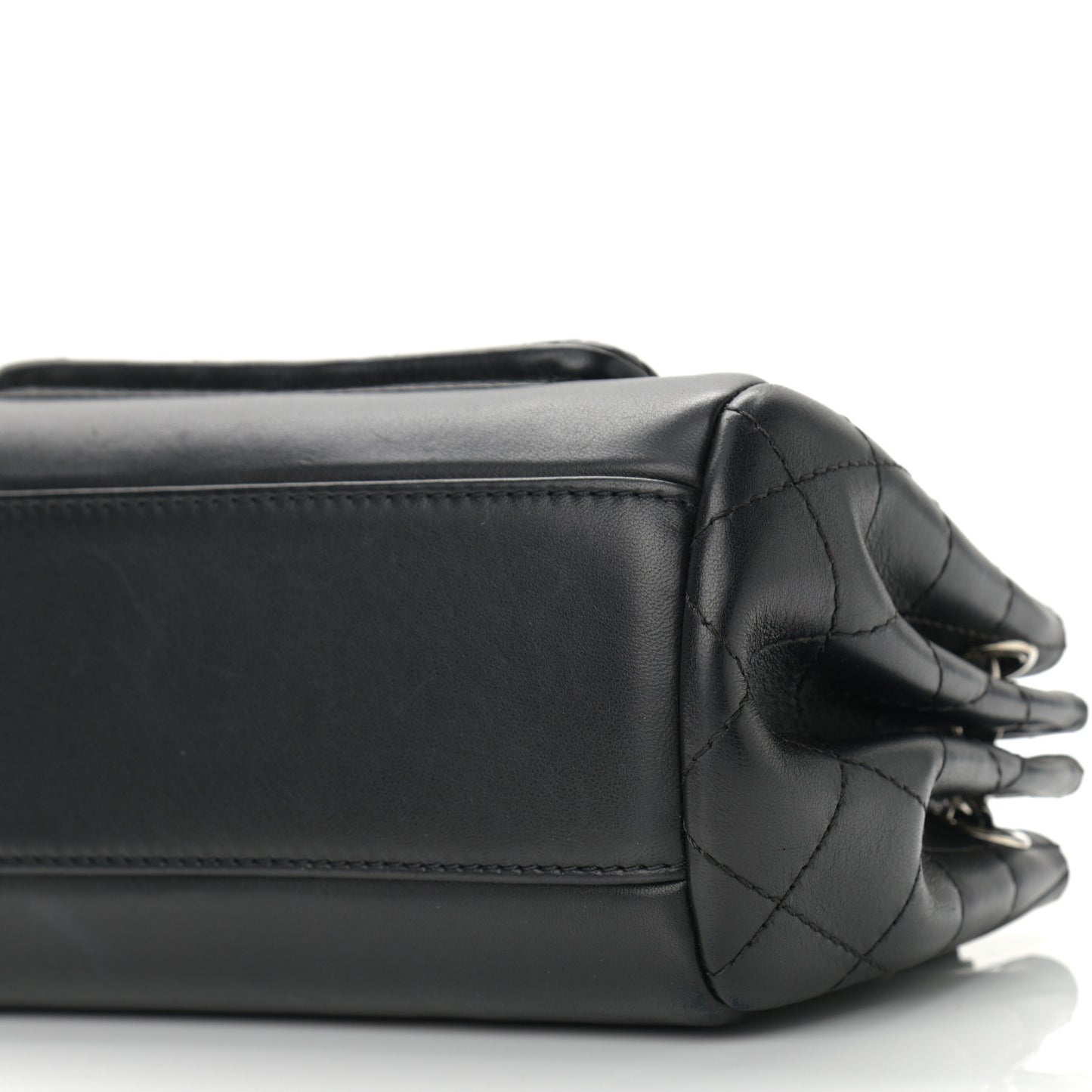 Lambskin Quilted CC Small Accordion Shopping Bag Black
