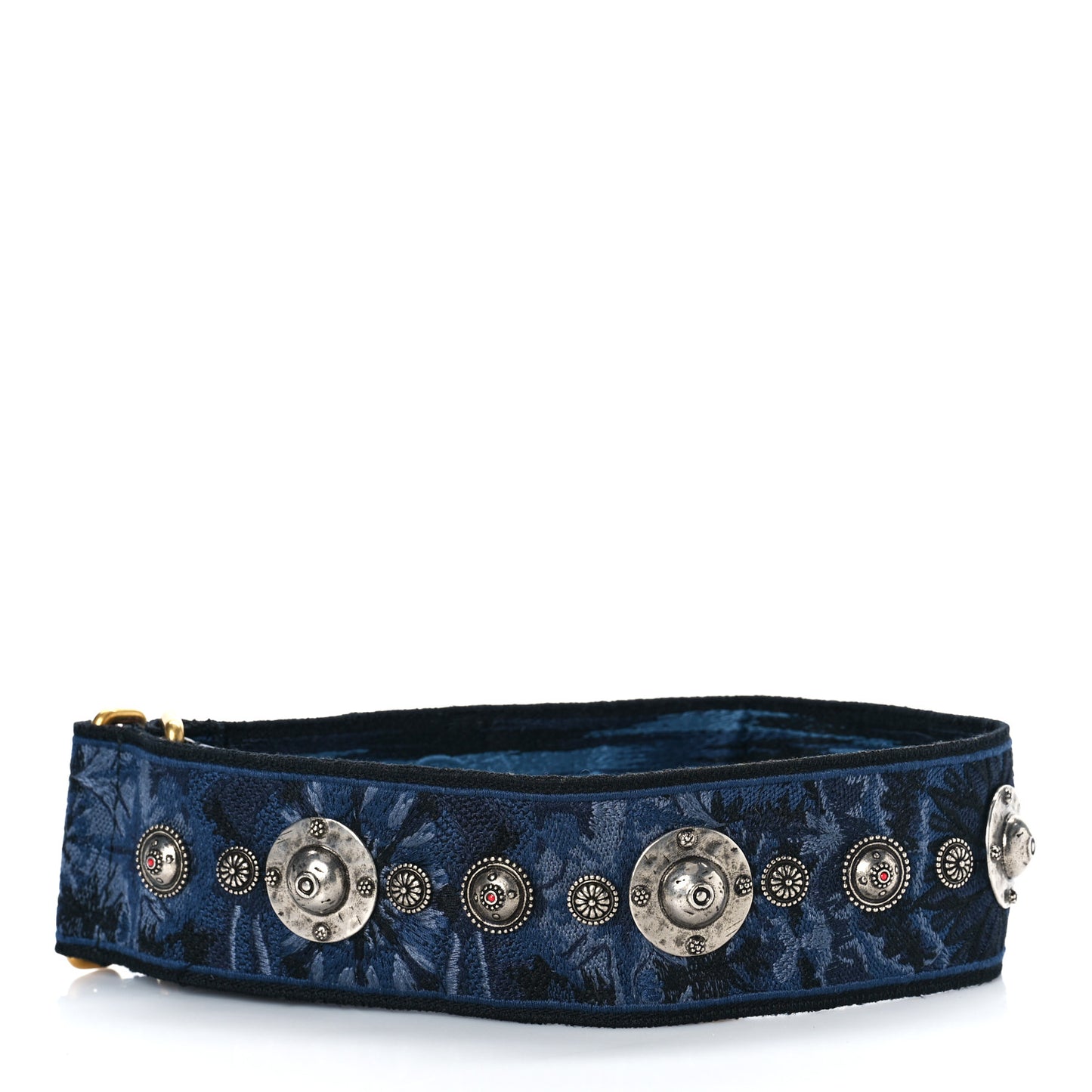 Oblique Denim Studded Shoulder Strap Blue