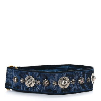 Christian Dior Oblique Denim Studded Shoulder Strap Blue 2 of 7