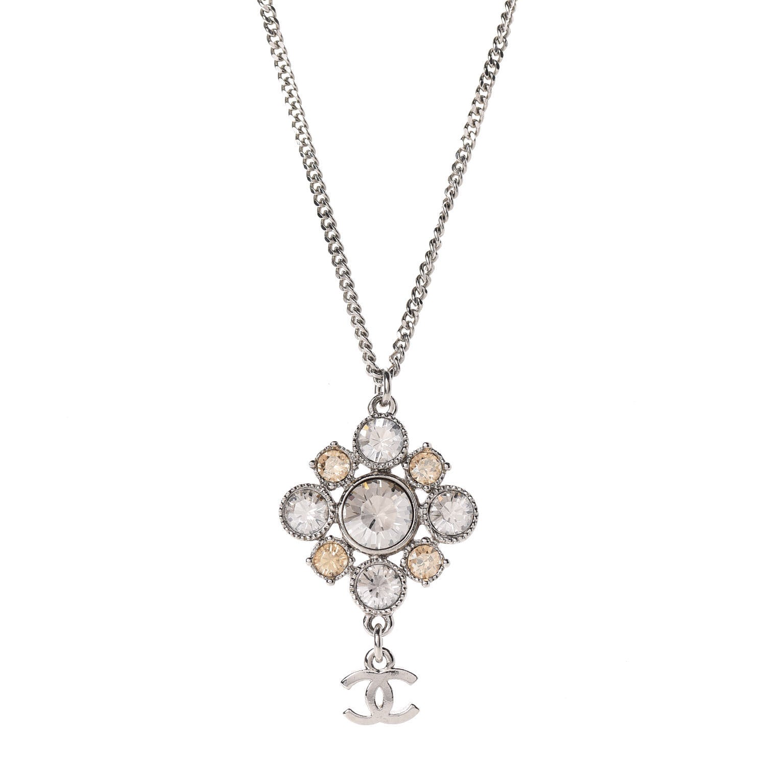 Chanel Crystal CC Drop Pendant Necklace Gold 4 of 5