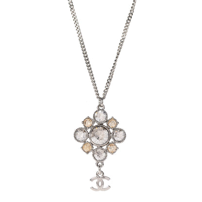 Chanel Crystal CC Drop Pendant Necklace Gold 4 of 5