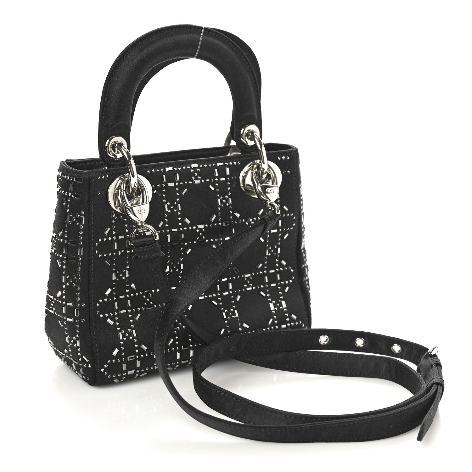 Christian Dior Satin Crystal Cannage Mini Lady Dior Black 3 of 10