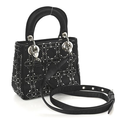 Christian Dior Satin Crystal Cannage Mini Lady Dior Black 3 of 10