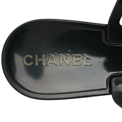 Chanel Jelly Camellia Thong Sandals 39 Black Ivory 7 of 7