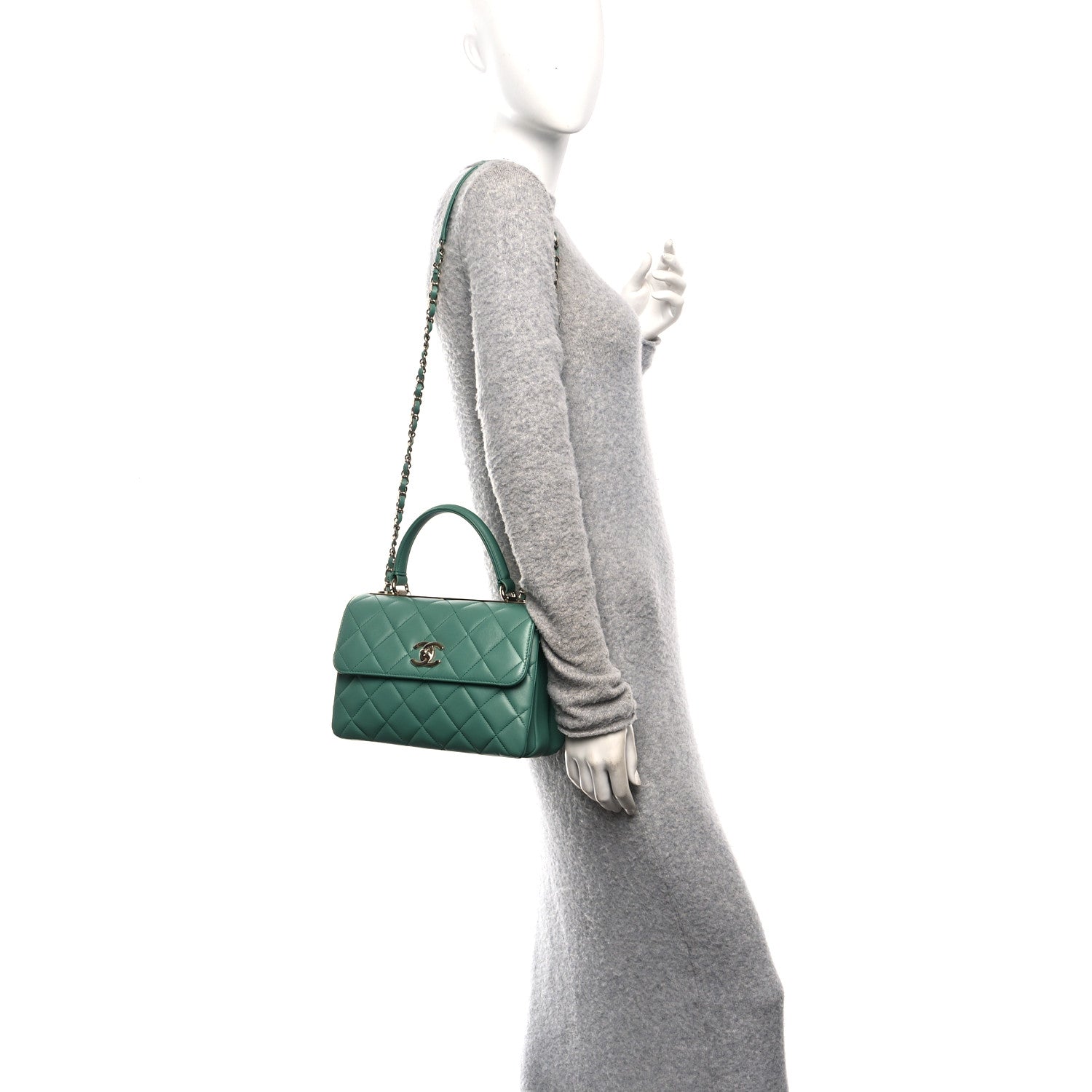 Chanel Lambskin Quilted Small Trendy CC Flap Dual Handle Bag Light Green 2 of 11