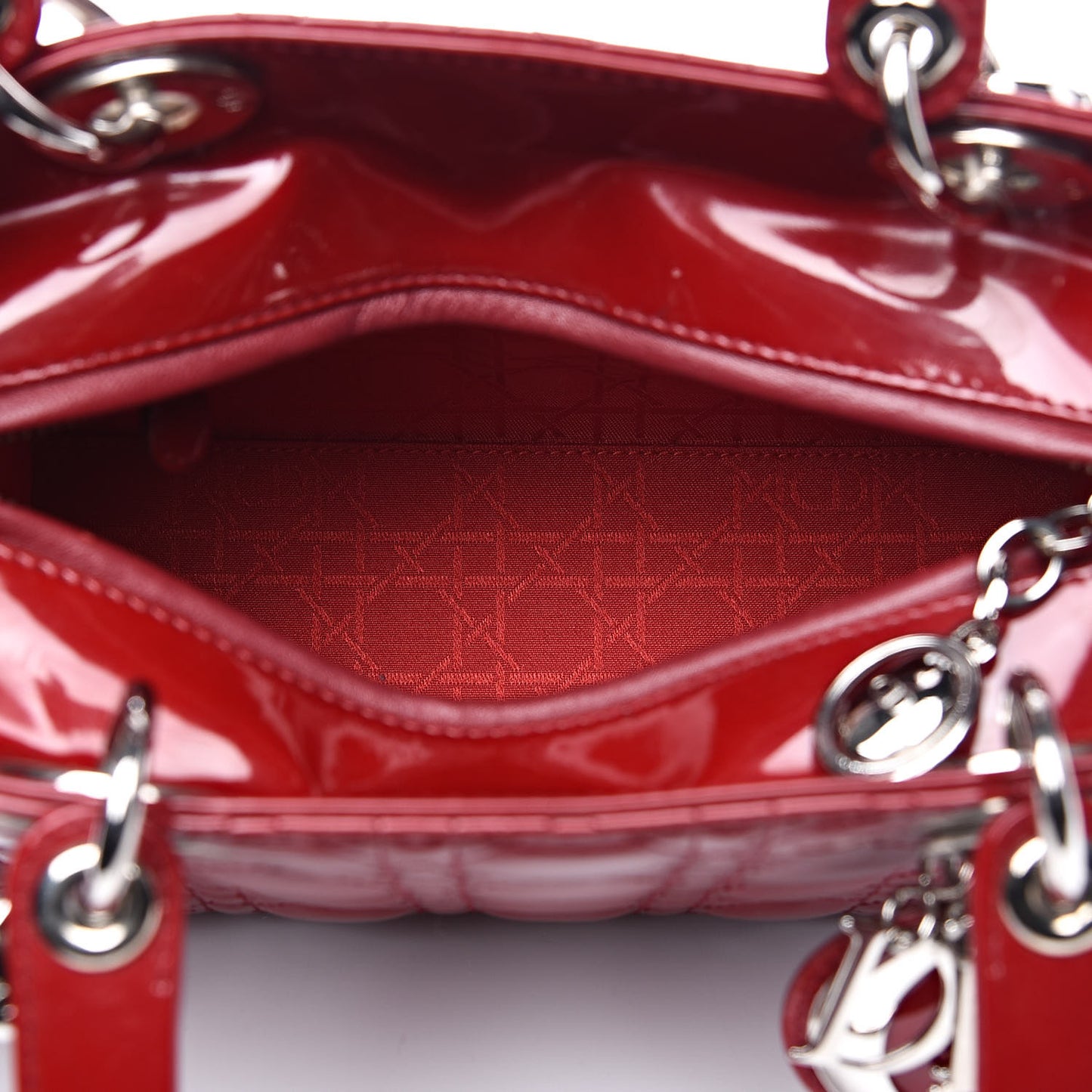 Patent Cannage Medium Lady Dior Red