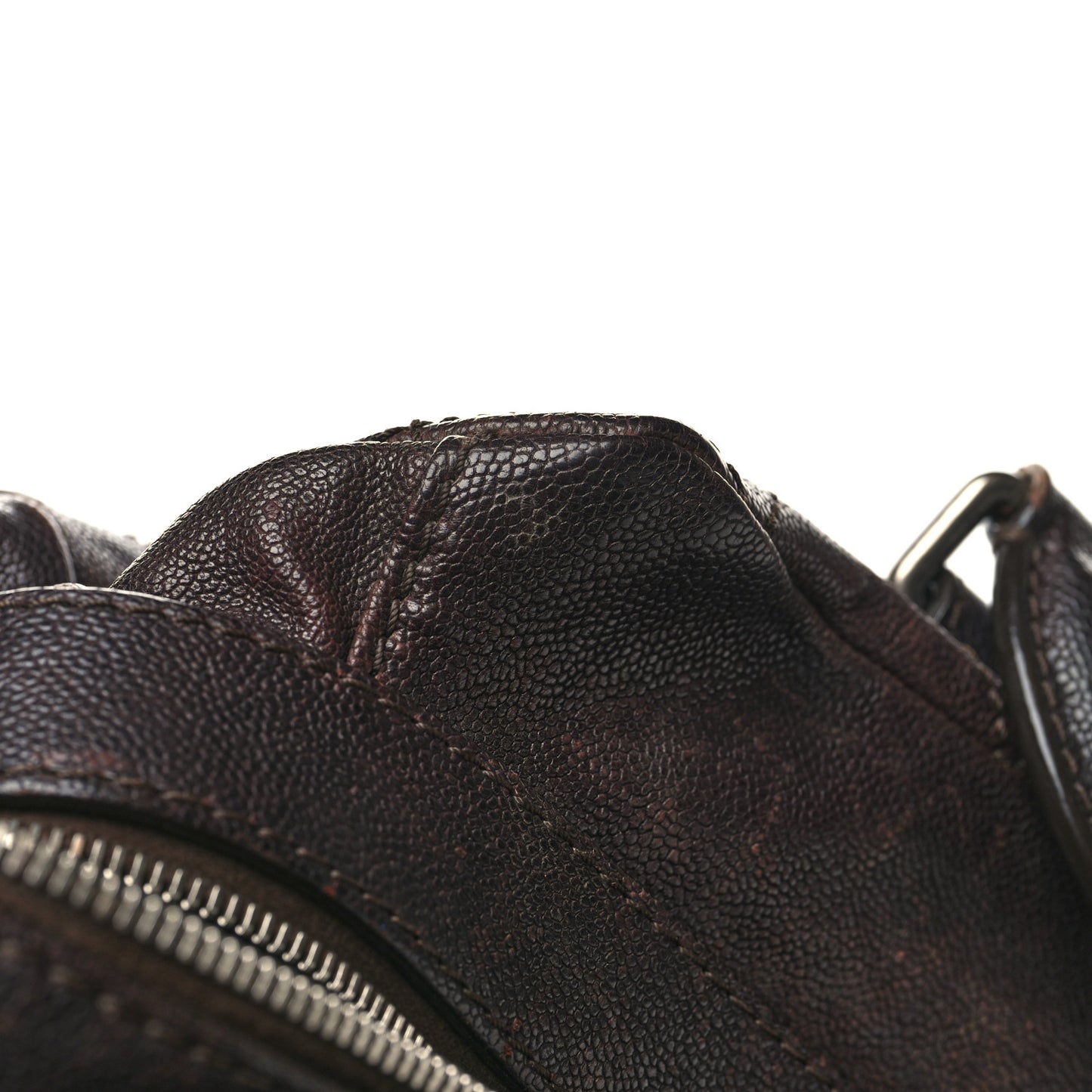 Caviar Quilted Bowler Tote Brown