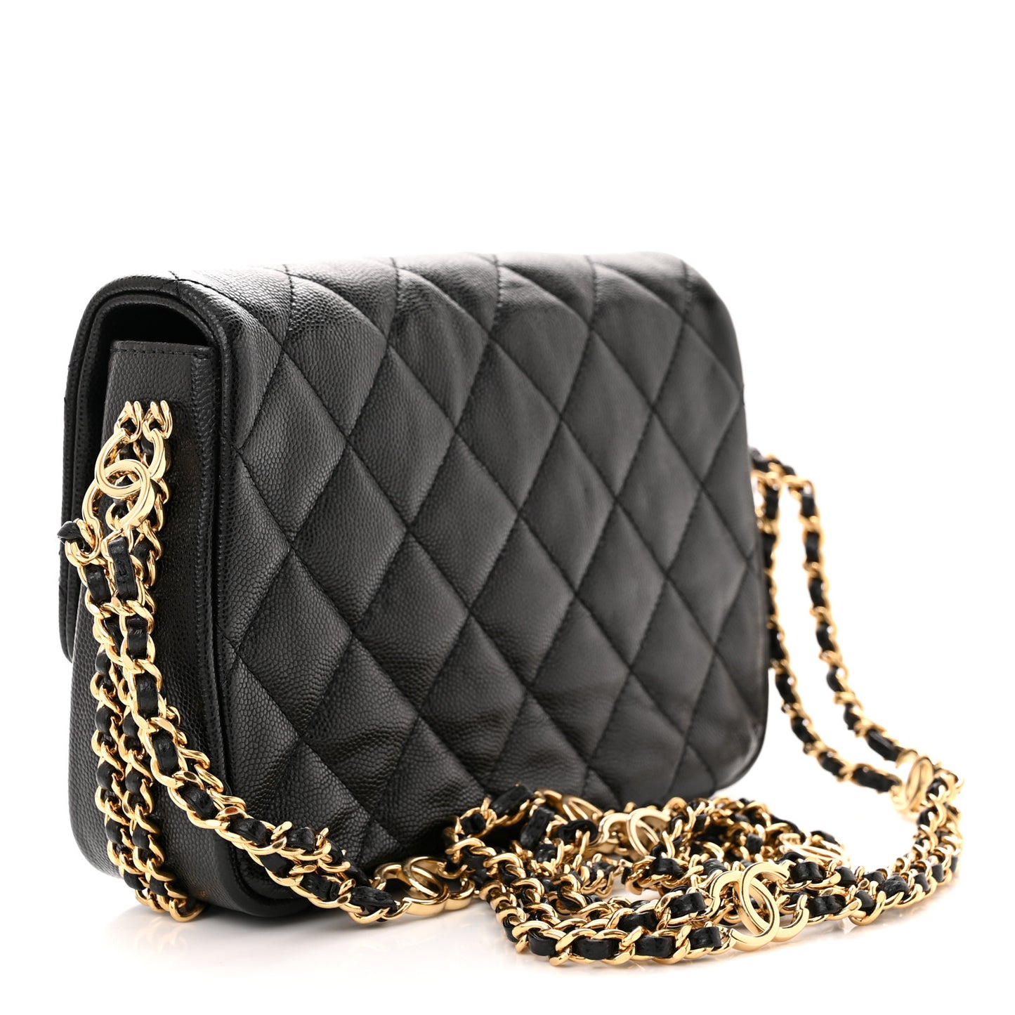 Caviar Quilted Mini CC You Flap Black