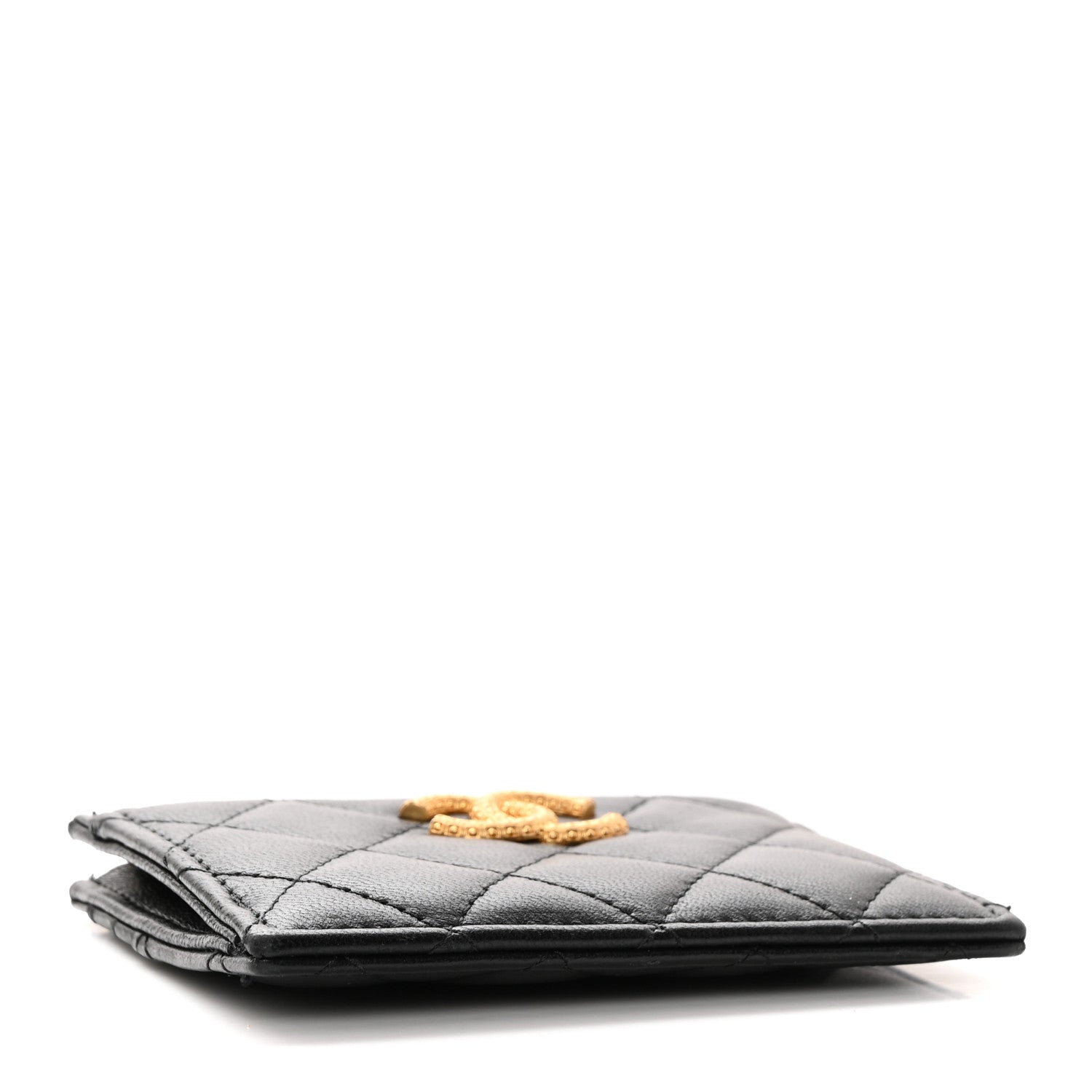 Chanel Lambskin Quilted Studded CC Zip Card Holder Black 4 of 7