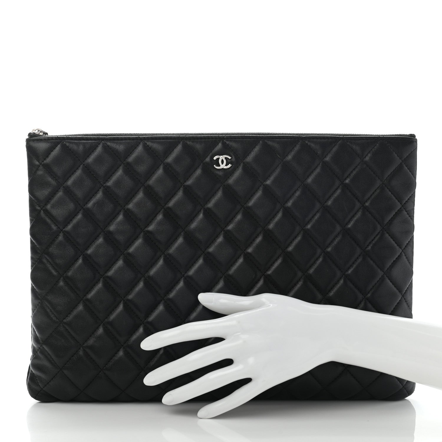 Chanel Lambskin Quilted Large Cosmetic Case Black 2 of 14