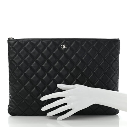 Chanel Lambskin Quilted Large Cosmetic Case Black 2 of 14