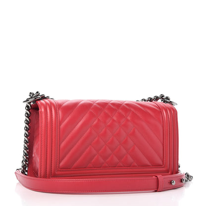 Chanel Calfskin Chevron Quilted Medium Boy Flap Red 3 of 11