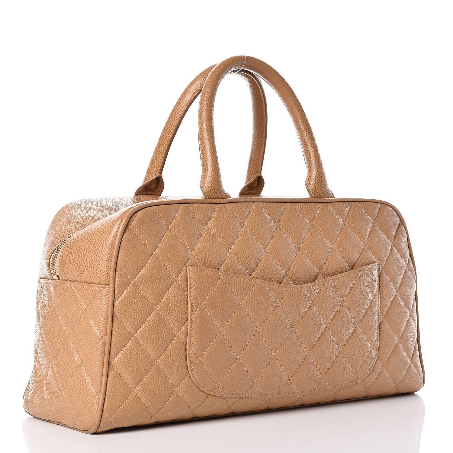 Chanel Caviar Quilted Large Bowler Bag Beige 3 of 21