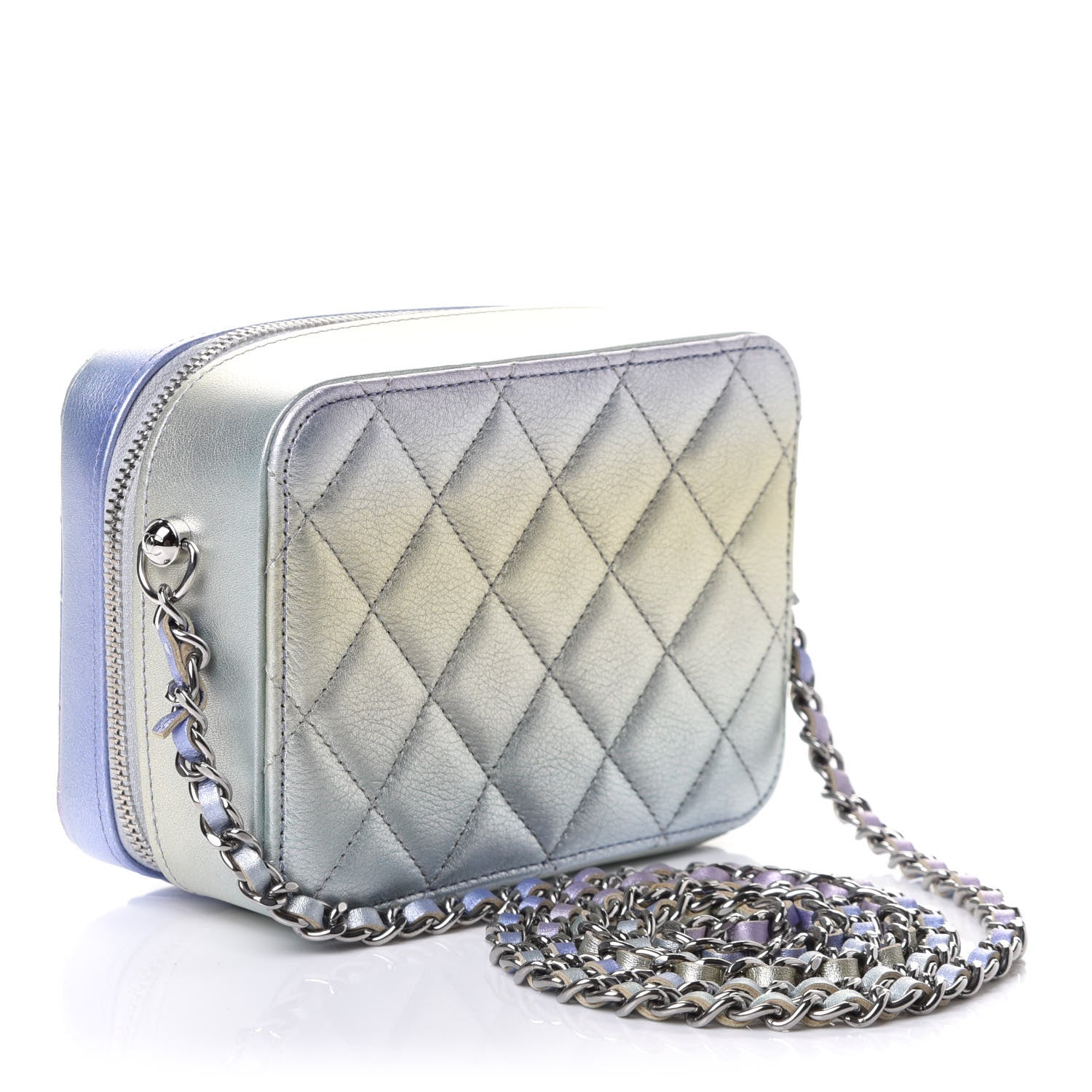 Chanel Gradient Metallic Calfskin Quilted Camera Bag Silver Blue Yellow Purple 2 of 10